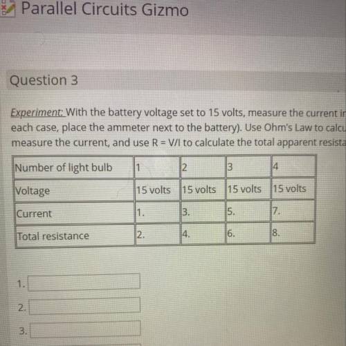Experiment with the battery voltage set to 15 volts, measure the current in a parallel circuit with