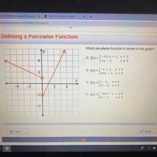Please help!  Defining a Piecewise Function: Which piece wise function is shown in the graph?