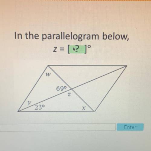 In the parallelogram below z= ?