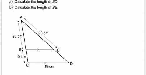 Calculate the length of ED Calculate the length of BE