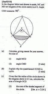 In the diagram below not drawn to scale mc and md are tangents of the circle whose center is at o .a