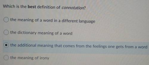 Choose the answer.Which is the best definition of connotation?