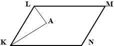 Given: KLMN is a parallelogram, KA − the angle bisector of ∠K  LA − the angle bisector of ∠L Prove: