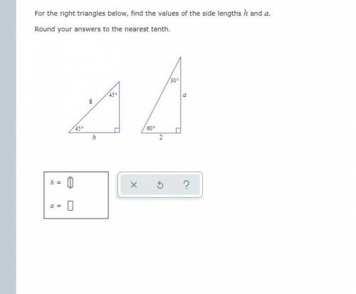 For the right triangles below, find the values of the side lengths B and C Round your answers to the