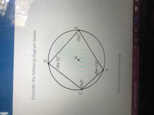 Consider the diagram below and find the values of x and y