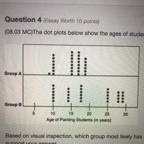 WILL MARK BRAINLIEST  The dot plots below show the ages of students belonging to two groups of paint