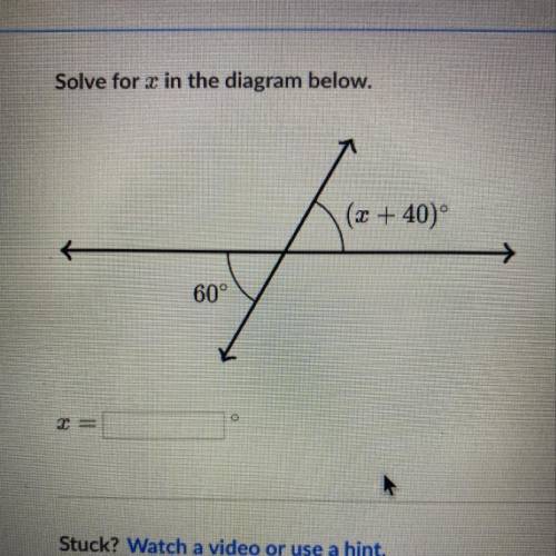Solve for x in the diagram in the pic