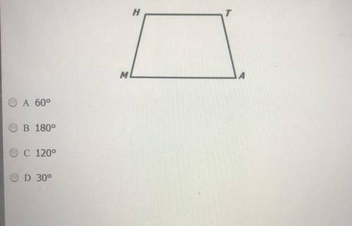 If MATH is an isosceles trapezoid and the m∠A = 60°, what is the m∠H?