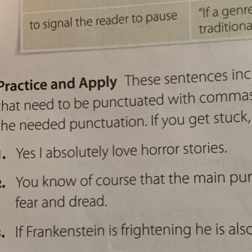 Where do i put a comma in the sentence “yes i absolutely love horror stories”