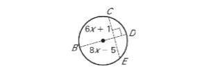 Solve for x. Then give the length of segment CE. Show work on a piece of paper. a) x =  b) Segment C