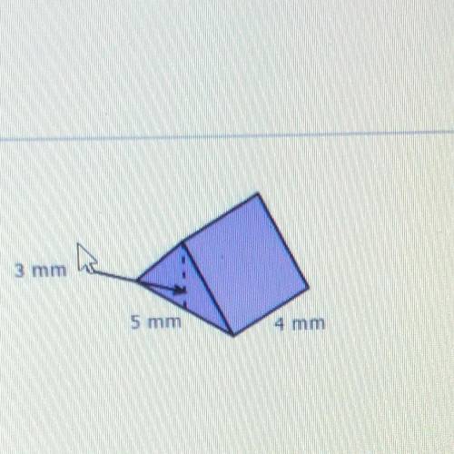 What is the volume of the triangle prism? A) 15mm3 B) 18mm3 D) 24mm3 C) 30mm3