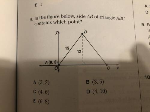 In the figure below side AB of triangle ABC constrains which point?...