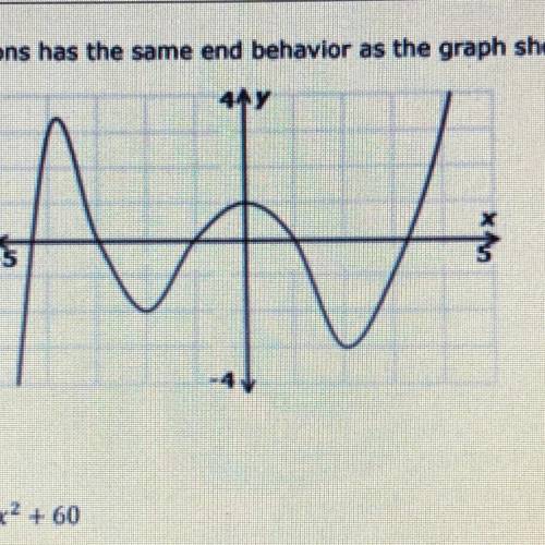 Which of the following functions has the same end behavior as the graph shown below? f(x) = -8x² + x