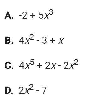 PLEASE HELP!  Which of the following is a trinomial with a constant term?