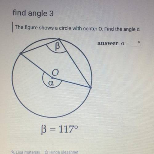The figure shows a circle with centre O.Find the angle a.