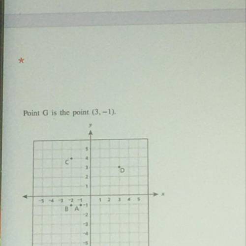 Point G is the point (3,-1) Which point is 5 units from point G  A.point a B.point b C.point c D.poi