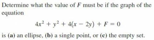 Determine what the value of F must be if the graph of the equation