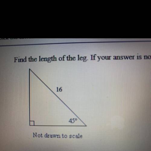 Find the length of the leg. If your answer is not an integer, leave it in simplest radical form.
