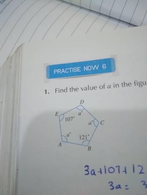 Hello,Please help me!This is my math work Find the unknown value of a