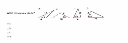 Please help with these triangle questions  Which triangles are similar?  Which of the triangles are