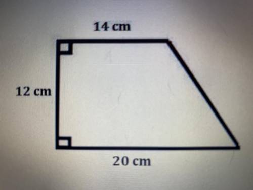 Find the area of the trapezoid by decomposing it into other shapes. a) 196 cm2 b) 204 cm2 c) 216 cm2