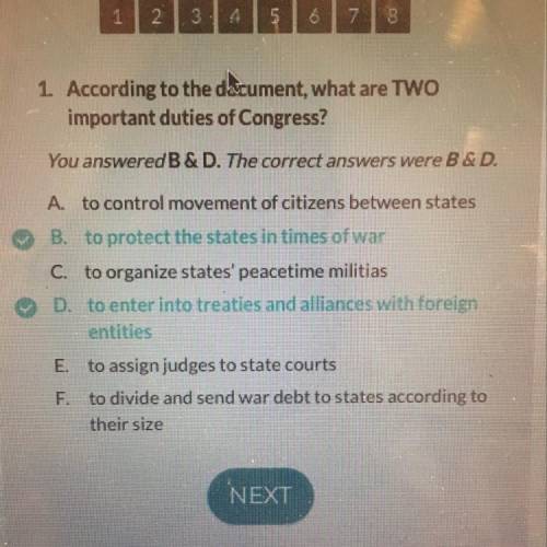 According to the document, what are TWO important duties of congress?  [not a question but just in c