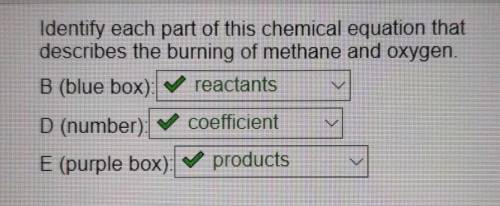 ANSWERSIdentify each part of this chemical equation that describes the burning of methane and oxygen