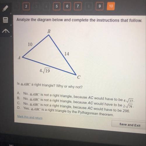 Is abc a right triangle? Why or Bc why not?