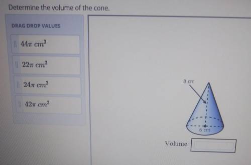 Determine the volume of the cone.