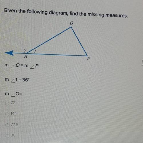 Given the following diagram, find the missing measures.