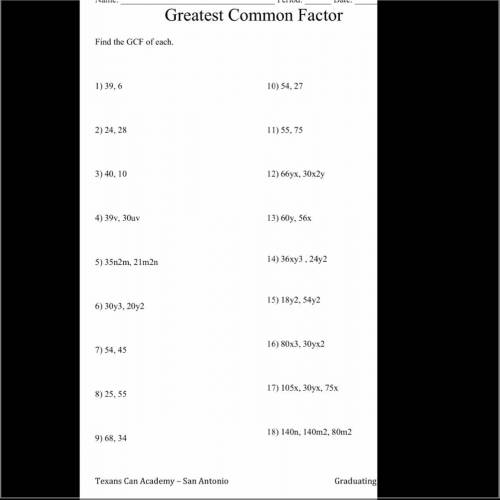 The greatest common factor  1-18.