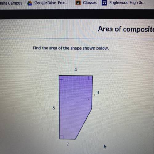 Find the area of the shape shown below. Need help!