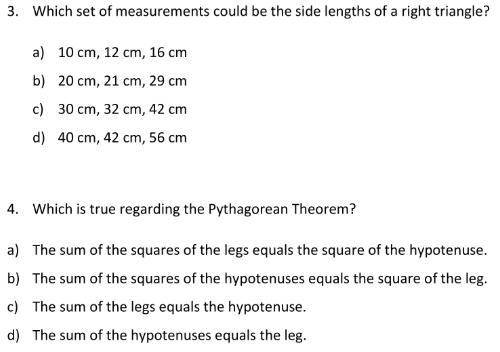 Which set of measurements could be the side lengths of a right triangle
