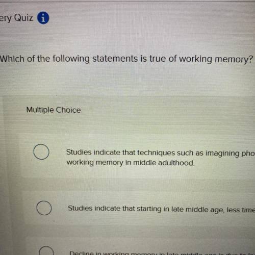 Which of the following statements is true of working memory