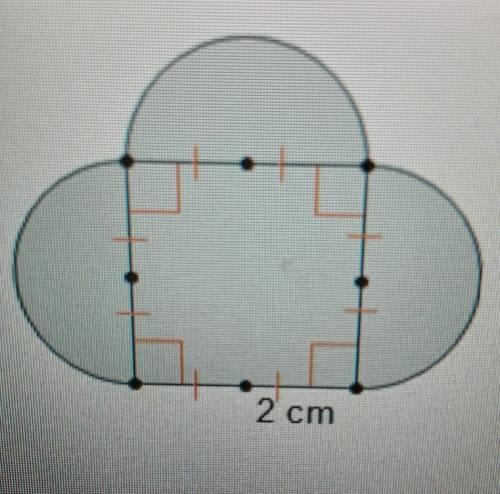 What is the area of the composite figure?(6pie + 4) cm^2(6pie + 16) cm^2(12pie + 4) cm^2(12pie + 16)