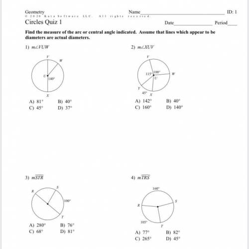 Circles quiz for geometry!