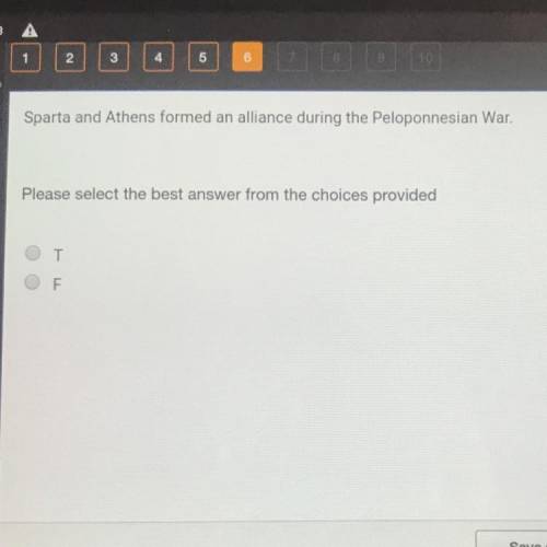 Sparta and Athens formed an alliance during the Peloponnesian War. Please select the best answer fro