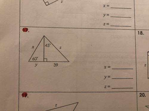 This is over special right triangles , I need help please !