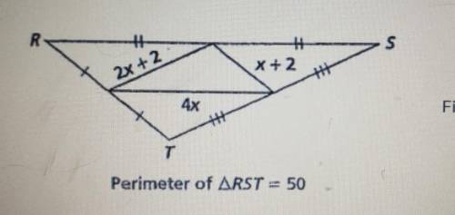 Find X the perimeter of RST=50 2x+2 x+2 4x