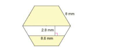 Find the area of the shaded region in the regular hexagon. Round to the nearest tenth. a. 34.4 mm2 b