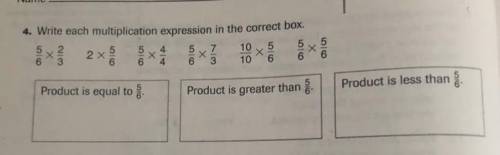Write each multiplication equation in the correct box.