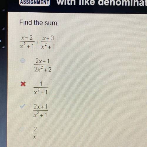 Find the sum X-2 X+3 + 2x+ 1 2x²+2 x + 1 2x+1 x2 +1