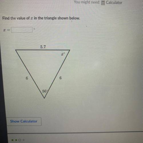 Find the value of x shown