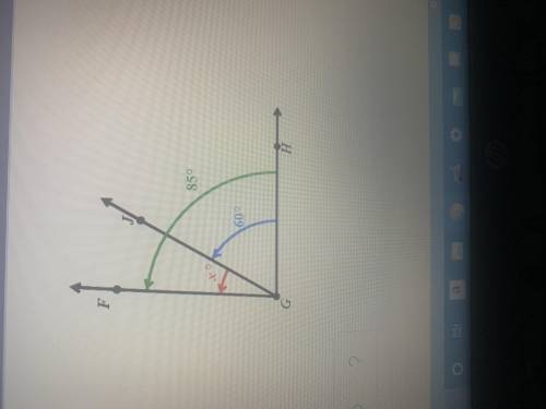 Please help! 20 point reward!! The measure of angle FGH is 85 degrees The measure of angle JGH is 60