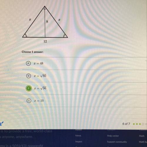 Find the value of x in the isosceles triangle shown below. Please answer quick