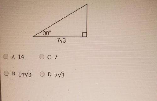 What is the length of the hypotenuse of the right triangle below?