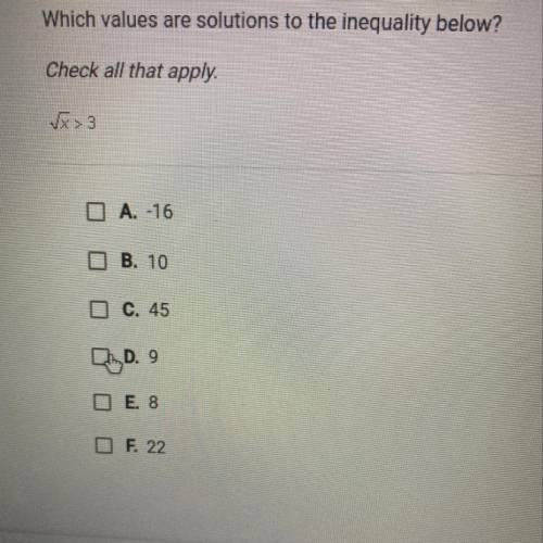 What values are solutions to the inequality