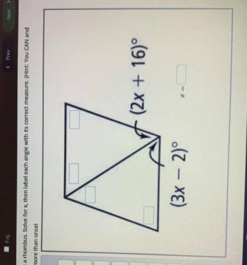 Can someone help me solve for X on this rhombus ???