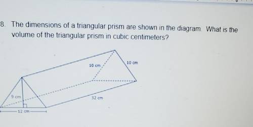 PLZZZZZ HURRY3. The dimensions of a triangular prism are shown in the diagram. What is thevolume of