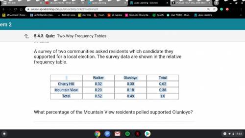 What percentage of the mountain view residents polled supported Olunloyo?  HELPP PLEASE!!